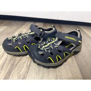 Merrell Boy's Navy Lime Hydro H2O Hiker Leather Sandals Size 10M